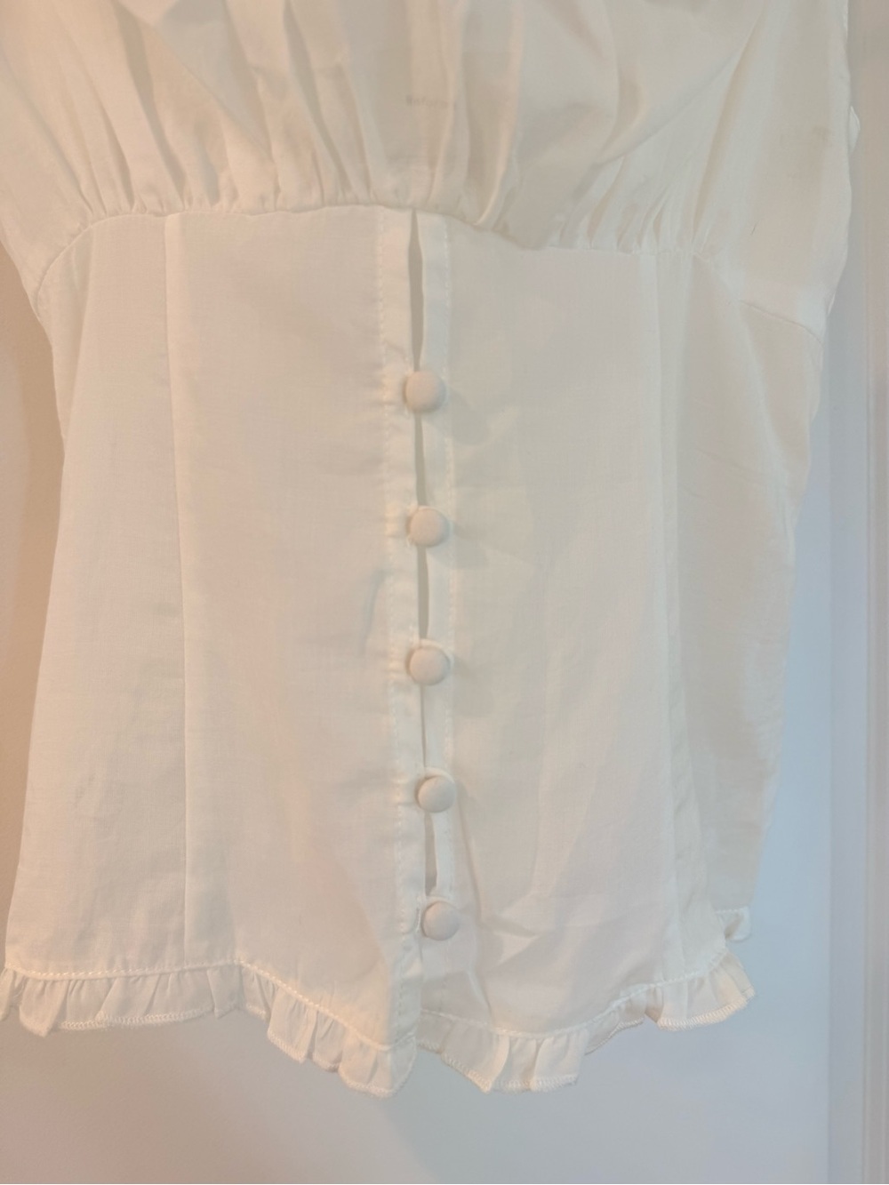 Reformation White Lace-Trim Button-Front Eveline Top - Picture 7 of 12